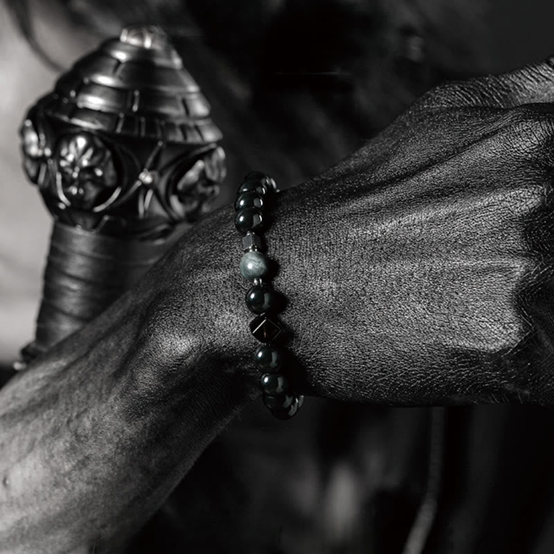 Bracelet en perles d'obsidienne Dark Moon Harsh Sun d' Olivenorma