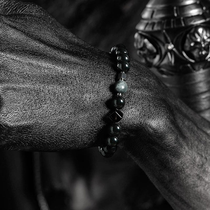 Bracelet en perles d'obsidienne Dark Moon Harsh Sun d' Olivenorma