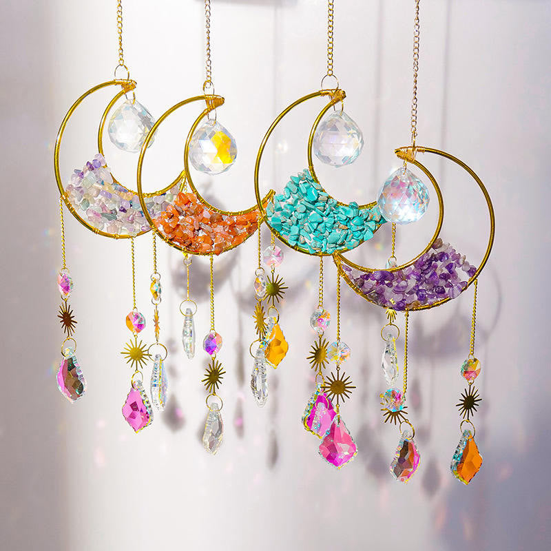 Pendentif attrape-soleil en forme de croissant de gravier en cristal Olivenorma