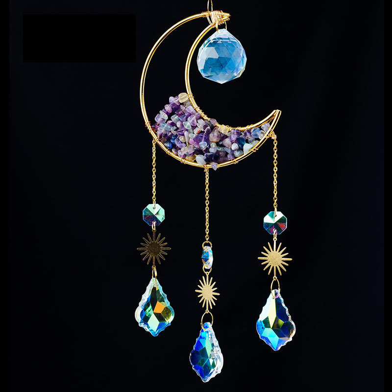 Pendentif attrape-soleil en forme de croissant de gravier en cristal Olivenorma