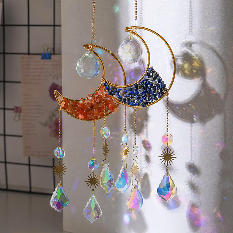 Pendentif attrape-soleil en forme de croissant de gravier en cristal Olivenorma