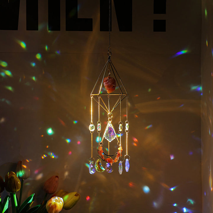 Carillon éolien à pendentif prismatique en cornaline naturelle Olivenorma