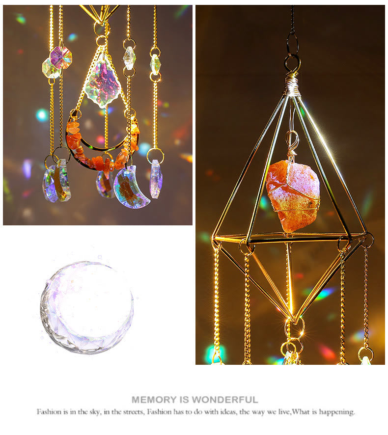 Carillon éolien à pendentif prismatique en cornaline naturelle Olivenorma