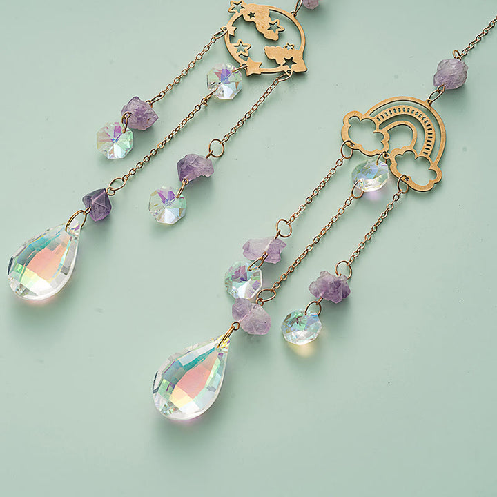 Olivenorma Lot de 5 carillons éoliens en forme de nuage, arc-en-ciel, planète, attrape-soleil