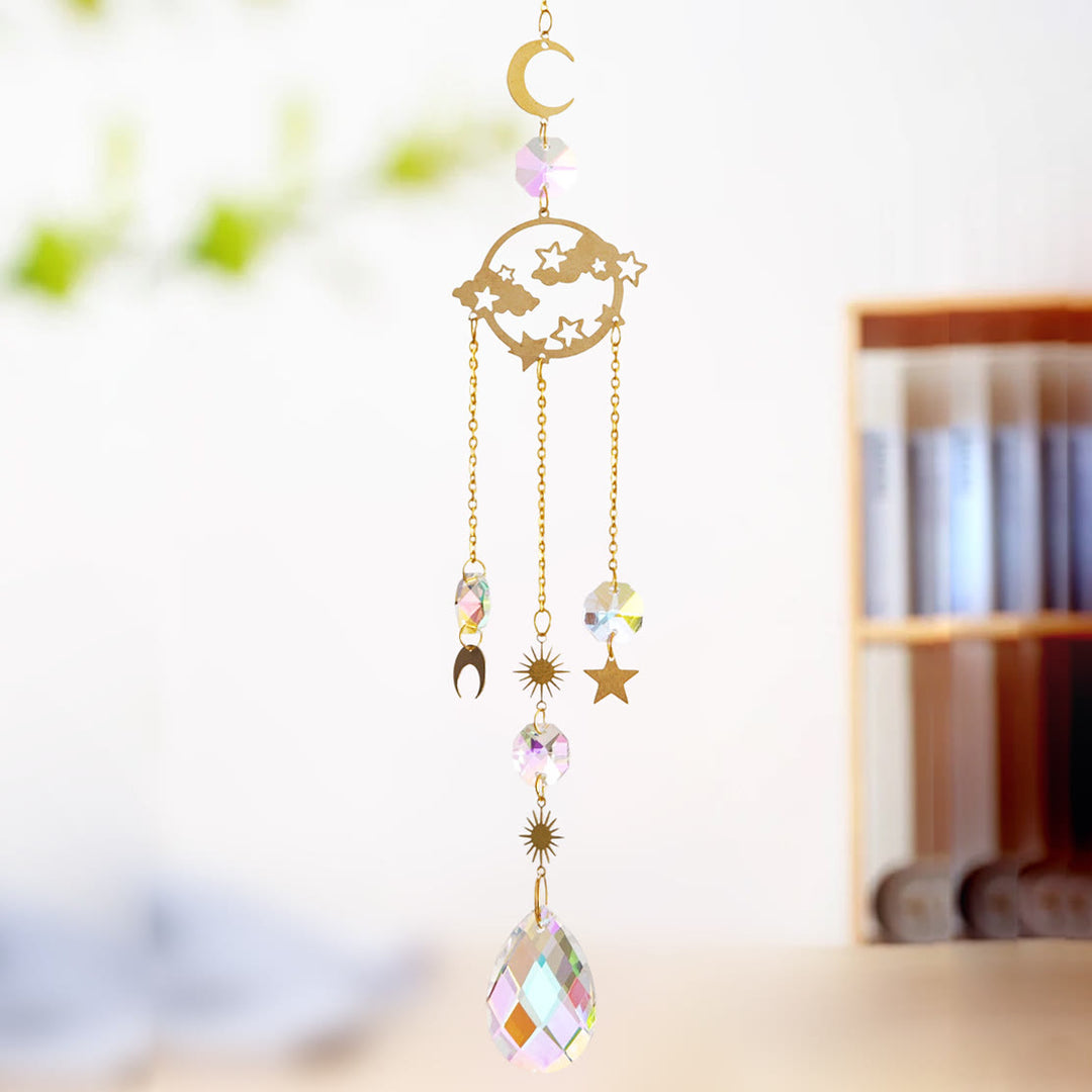 Olivenorma Lot de 5 carillons éoliens en forme de nuage, arc-en-ciel, planète, attrape-soleil