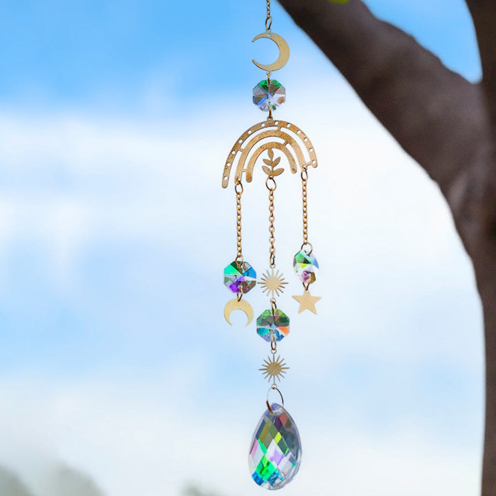 Olivenorma Lot de 5 carillons éoliens en forme de nuage, arc-en-ciel, planète, attrape-soleil