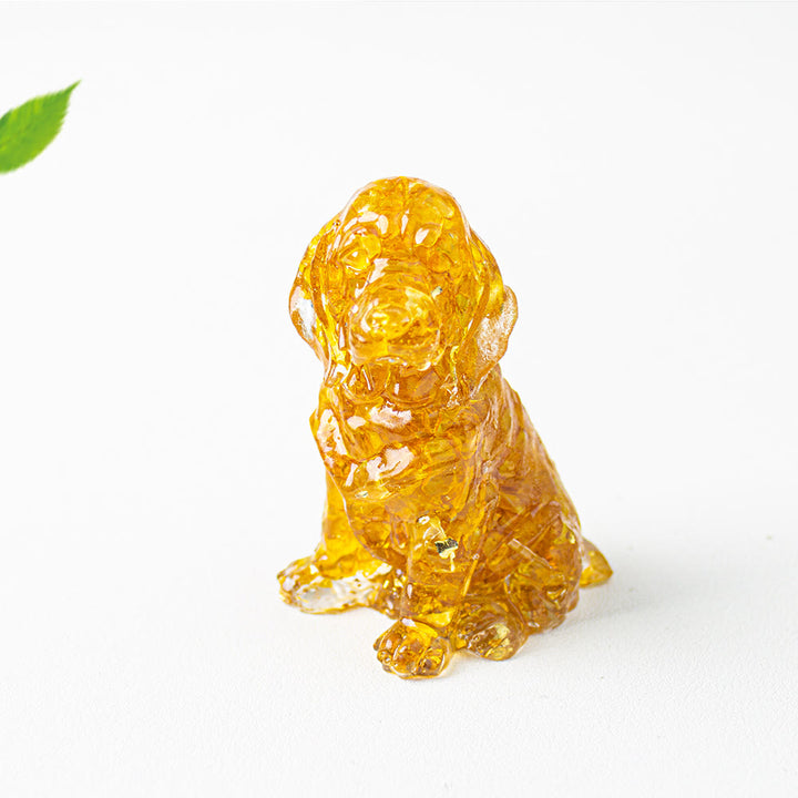 Colle de gravier en cristal Olivenorma Décoration en pierres précieuses Golden Retriever