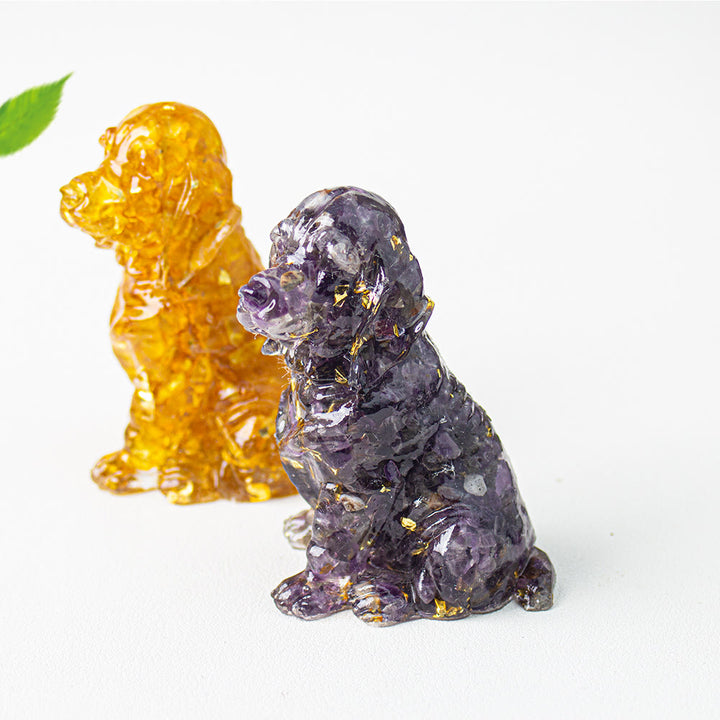 Colle de gravier en cristal Olivenorma Décoration en pierres précieuses Golden Retriever