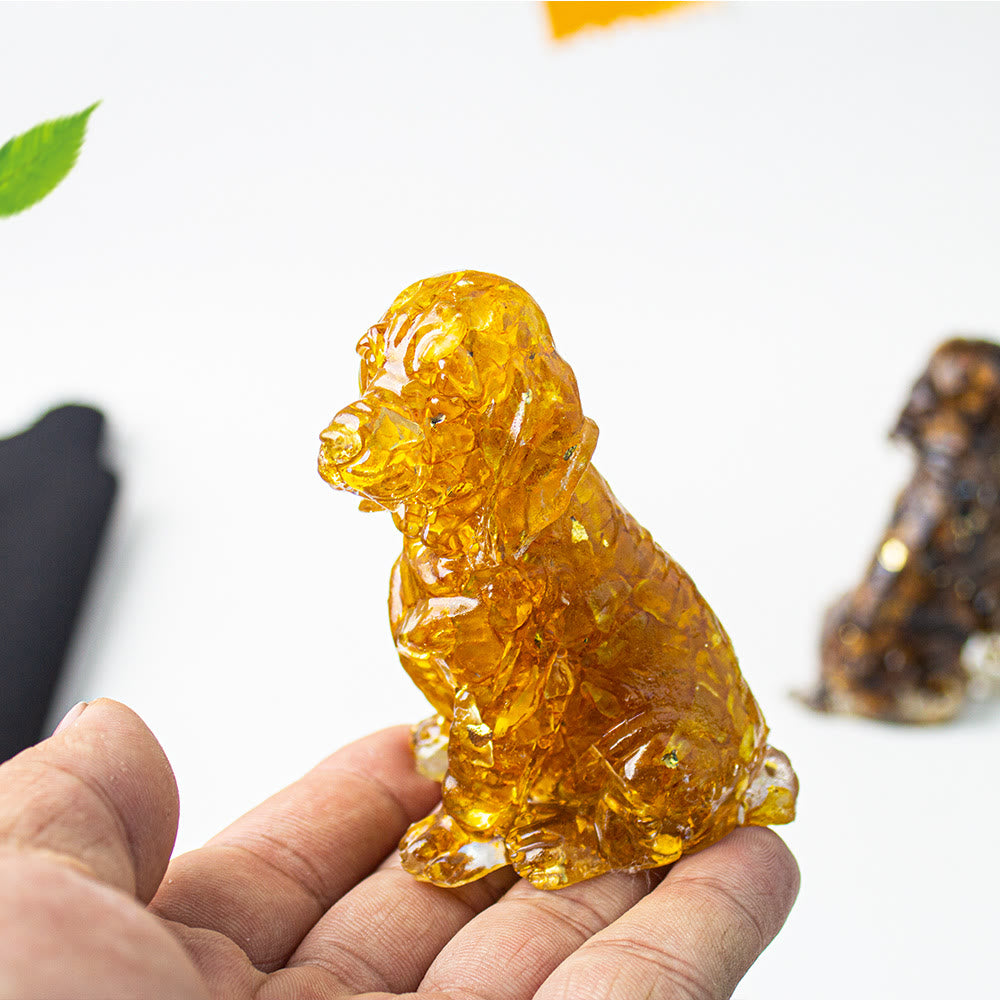 Colle de gravier en cristal Olivenorma Décoration en pierres précieuses Golden Retriever