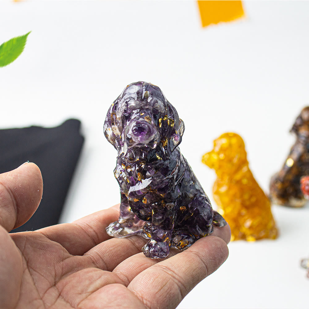 Colle de gravier en cristal Olivenorma Décoration en pierres précieuses Golden Retriever