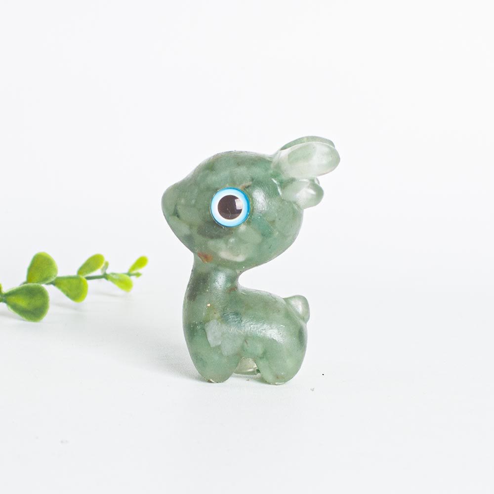 Décoration en pierre précieuse en forme de faon mignon en époxy avec gravier en cristal Olivenorma