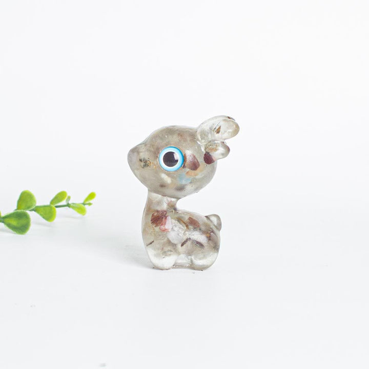 Décoration en pierre précieuse en forme de faon mignon en époxy avec gravier en cristal Olivenorma