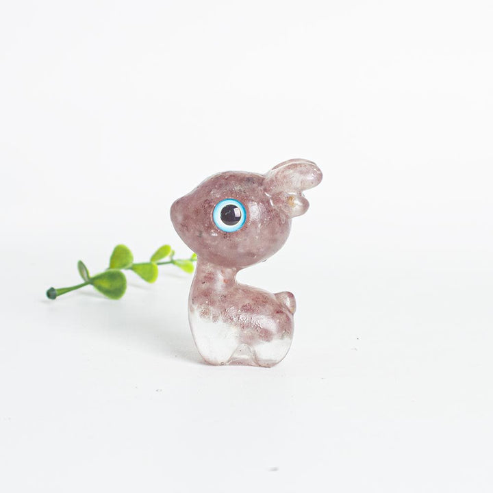 Décoration en pierre précieuse en forme de faon mignon en époxy avec gravier en cristal Olivenorma