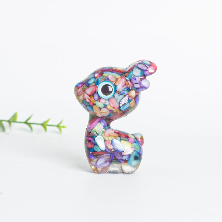 Décoration en pierre précieuse en forme de faon mignon en époxy avec gravier en cristal Olivenorma