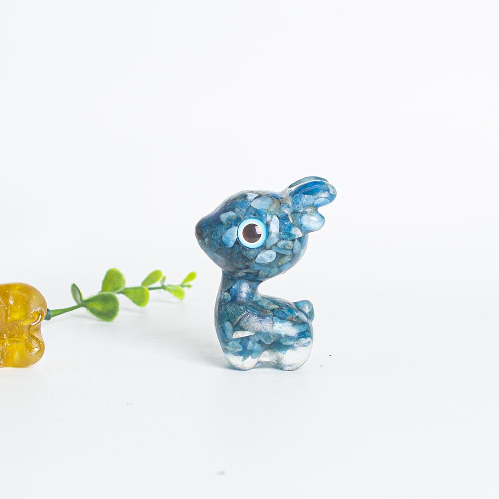 Décoration en pierre précieuse en forme de faon mignon en époxy avec gravier en cristal Olivenorma