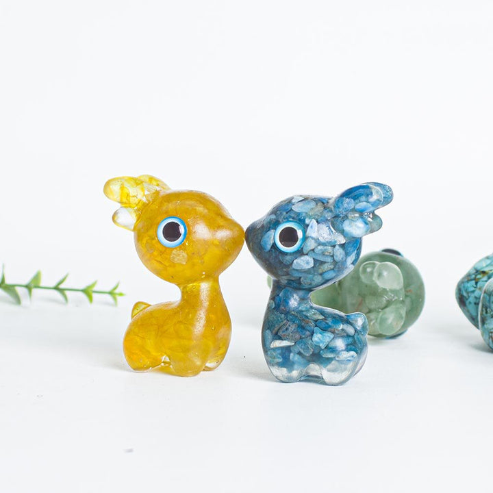 Décoration en pierre précieuse en forme de faon mignon en époxy avec gravier en cristal Olivenorma