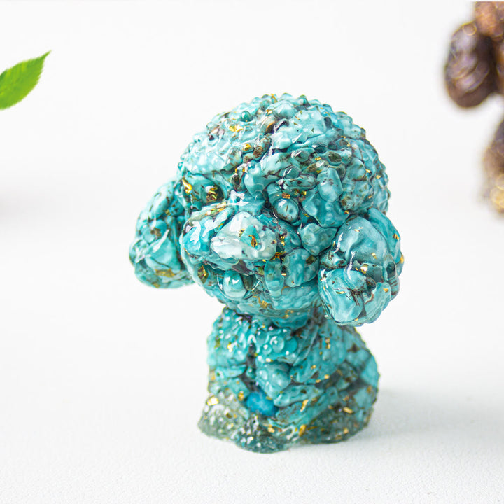 Décoration en pierre précieuse en époxy de gravier de cristal Olivenorma en forme de caniche mignon