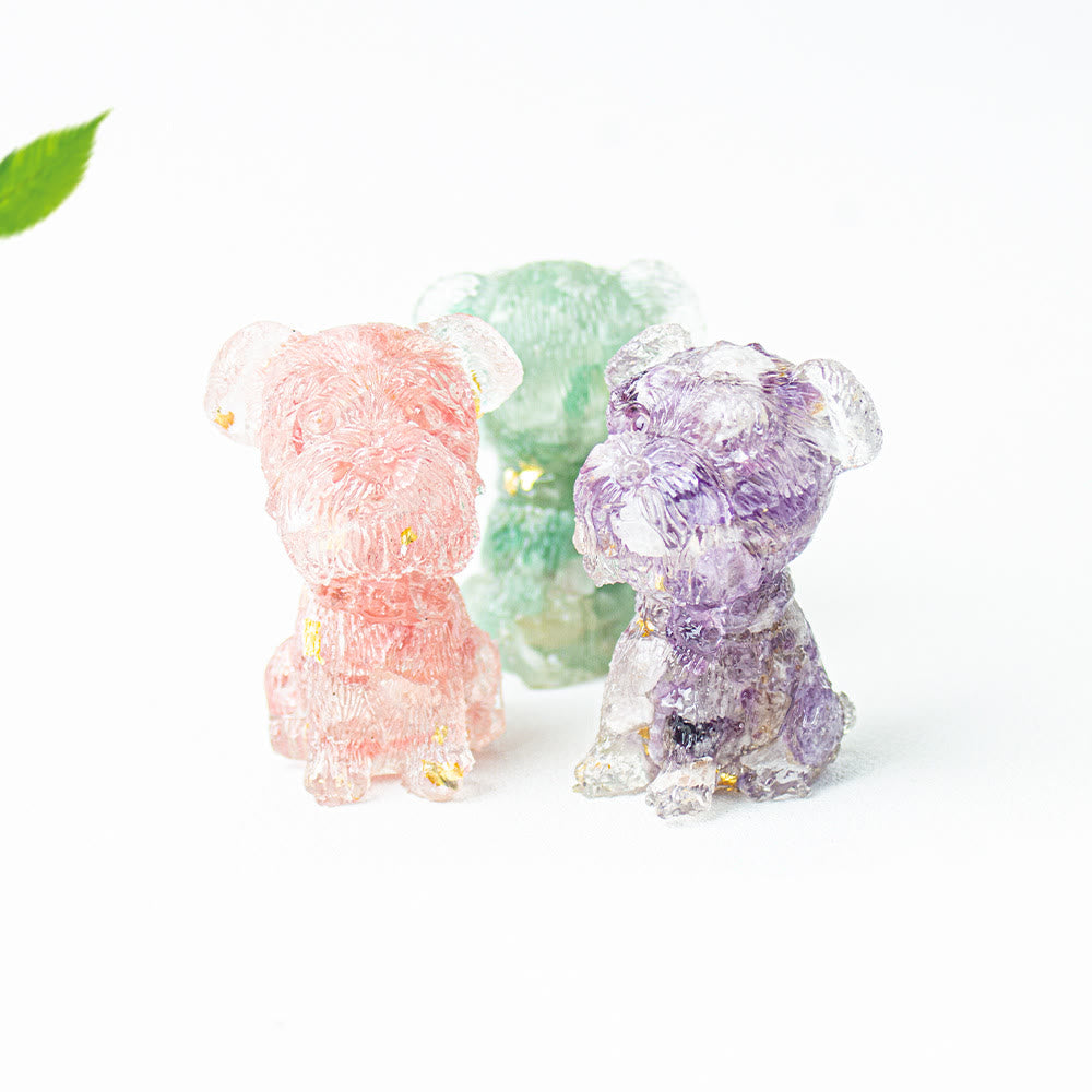 Décoration en pierre précieuse époxy pour Schnauzer avec gravier cristallin Olivenorma