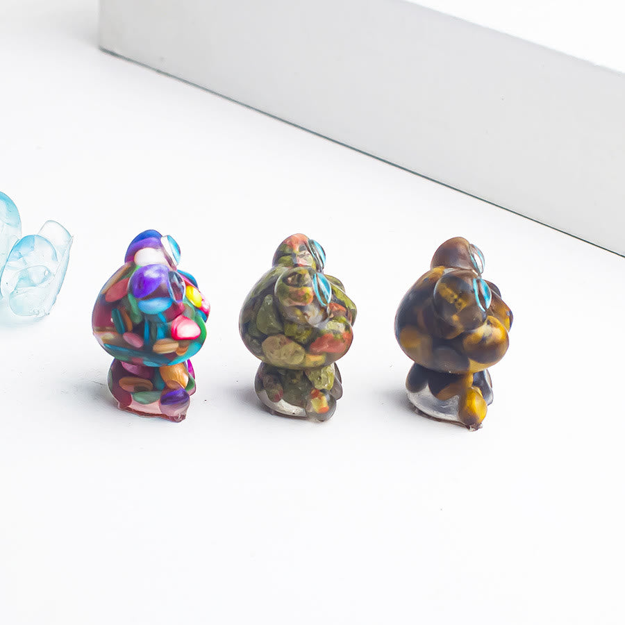 Décoration en pierre précieuse en époxy en forme de grenouille en gravier de cristal Olivenorma