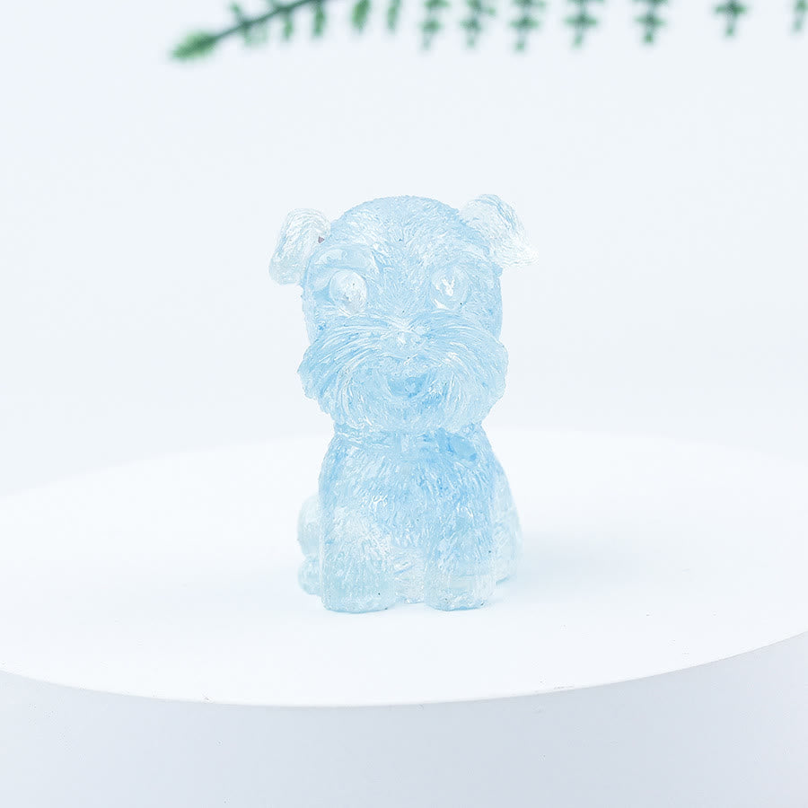 Décoration en pierre précieuse en époxy Mini Schnauzer en gravier de cristal Olivenorma