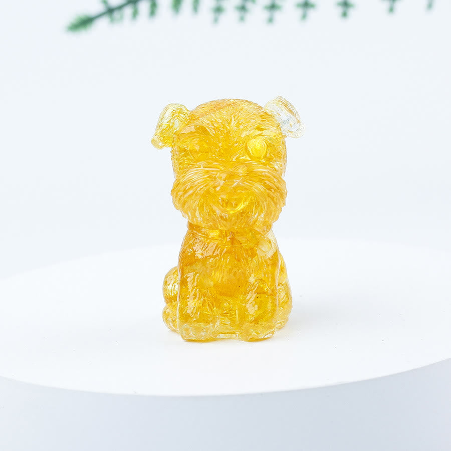 Décoration en pierre précieuse en époxy Mini Schnauzer en gravier de cristal Olivenorma