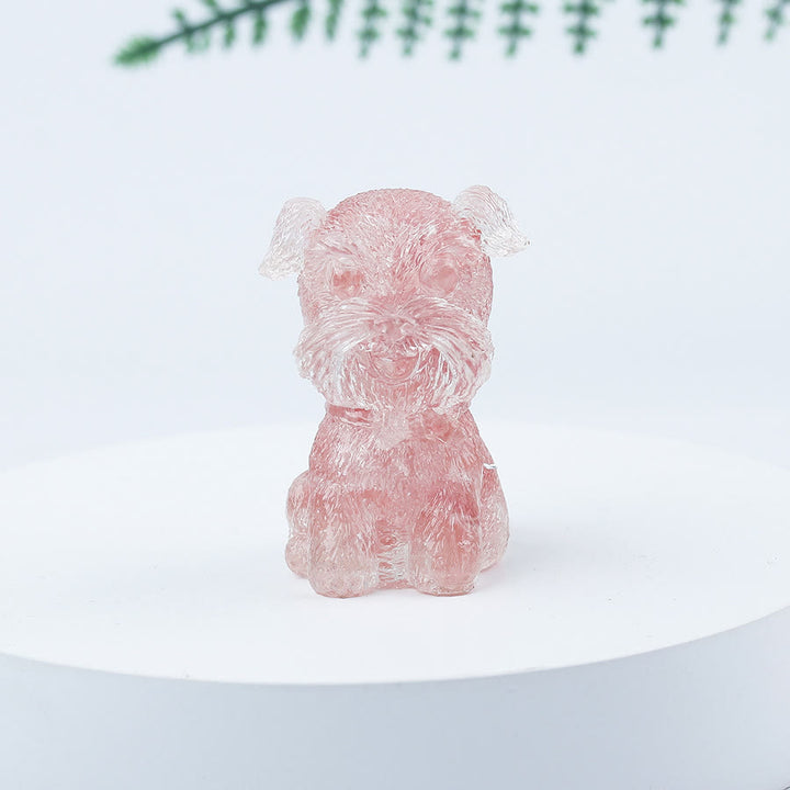 Décoration en pierre précieuse en époxy Mini Schnauzer en gravier de cristal Olivenorma