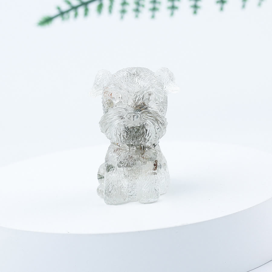 Décoration en pierre précieuse en époxy Mini Schnauzer en gravier de cristal Olivenorma