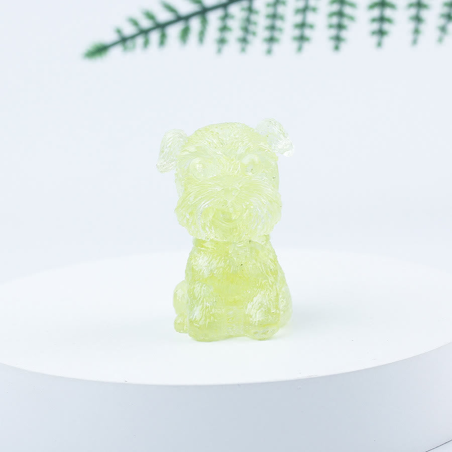 Décoration en pierre précieuse en époxy Mini Schnauzer en gravier de cristal Olivenorma