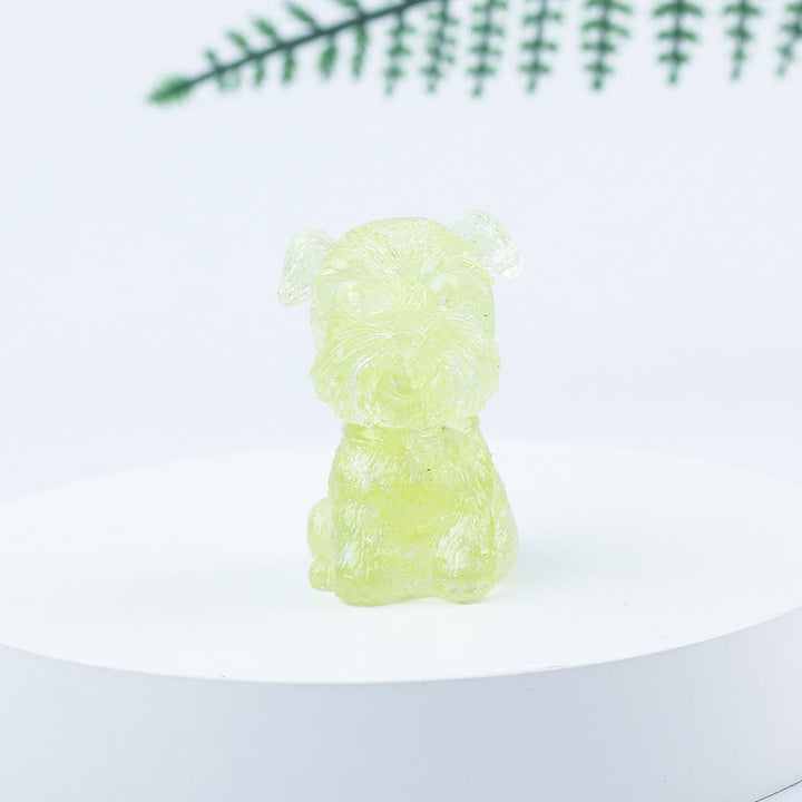 Décoration en pierre précieuse en époxy Mini Schnauzer en gravier de cristal Olivenorma