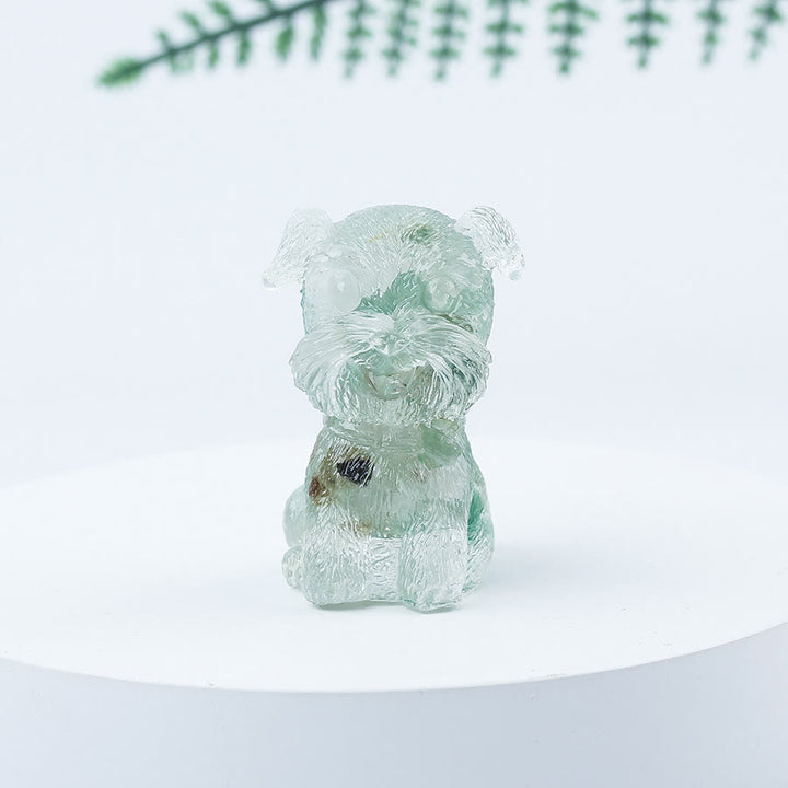 Décoration en pierre précieuse en époxy Mini Schnauzer en gravier de cristal Olivenorma