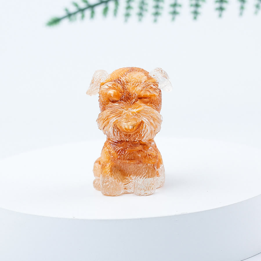 Décoration en pierre précieuse en époxy Mini Schnauzer en gravier de cristal Olivenorma