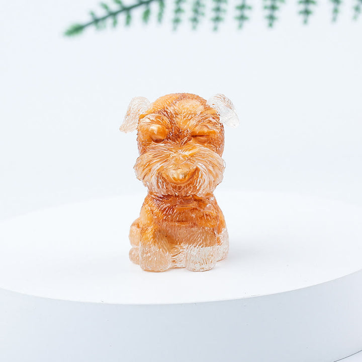 Décoration en pierre précieuse en époxy Mini Schnauzer en gravier de cristal Olivenorma