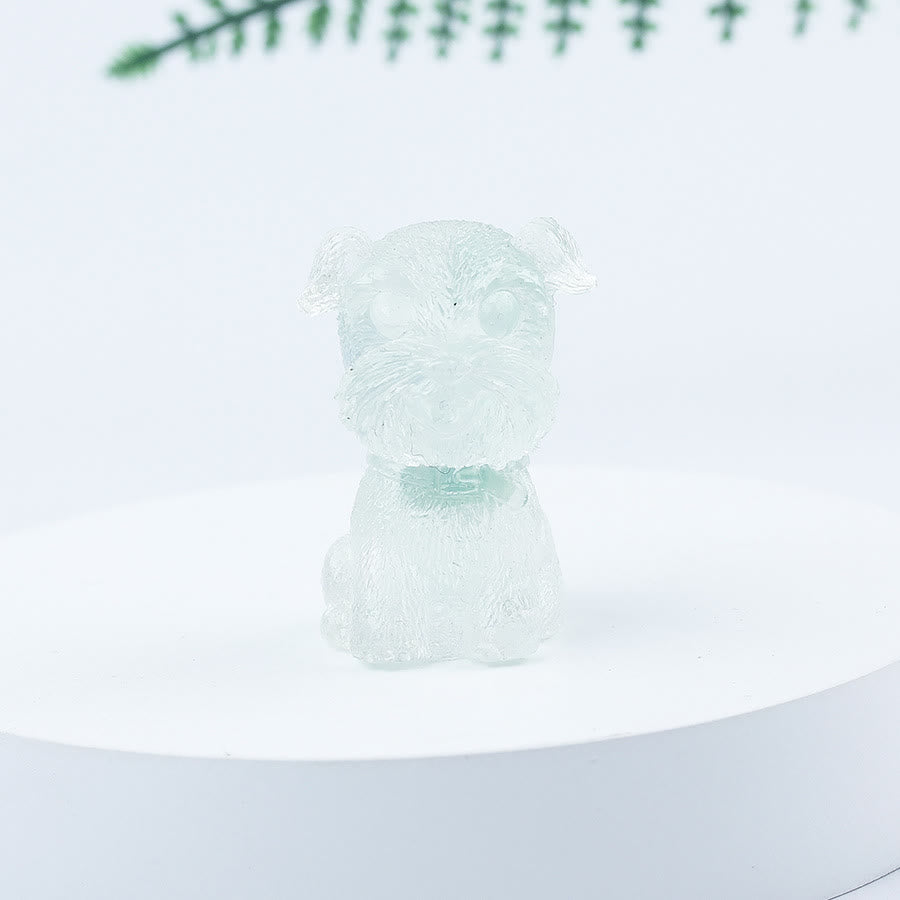 Décoration en pierre précieuse en époxy Mini Schnauzer en gravier de cristal Olivenorma