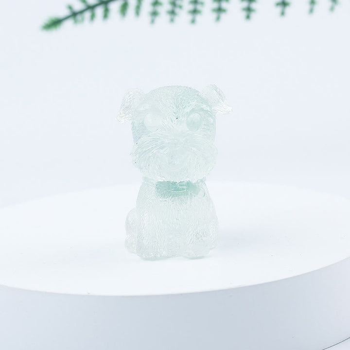Décoration en pierre précieuse en époxy Mini Schnauzer en gravier de cristal Olivenorma