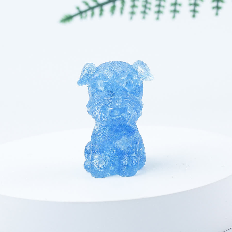 Décoration en pierre précieuse en époxy Mini Schnauzer en gravier de cristal Olivenorma