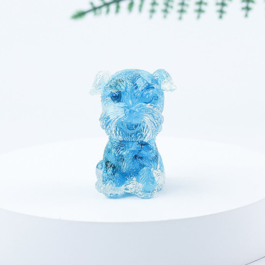 Décoration en pierre précieuse en époxy Mini Schnauzer en gravier de cristal Olivenorma