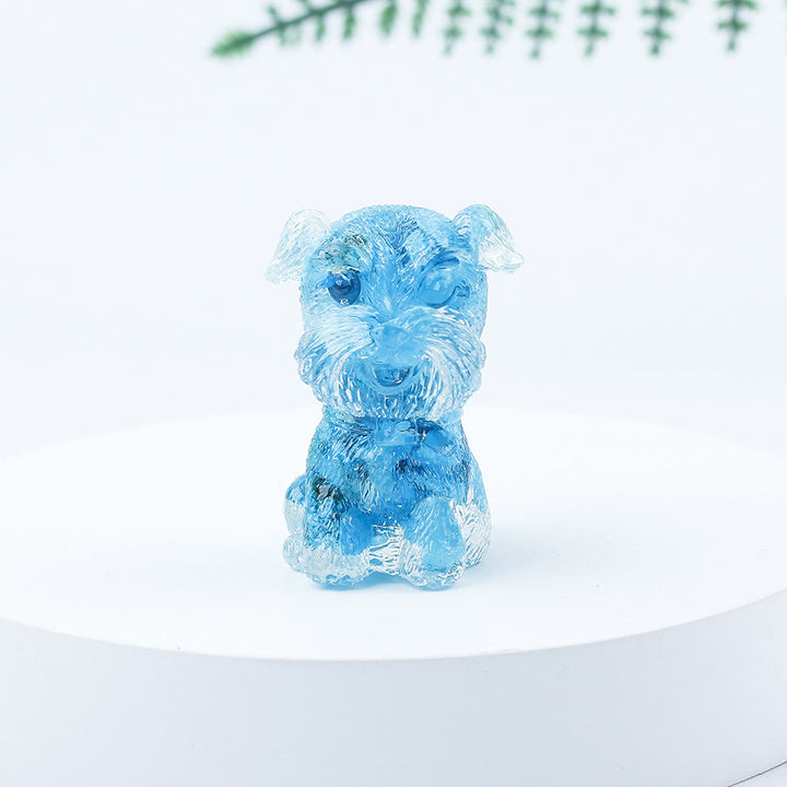 Décoration en pierre précieuse en époxy Mini Schnauzer en gravier de cristal Olivenorma