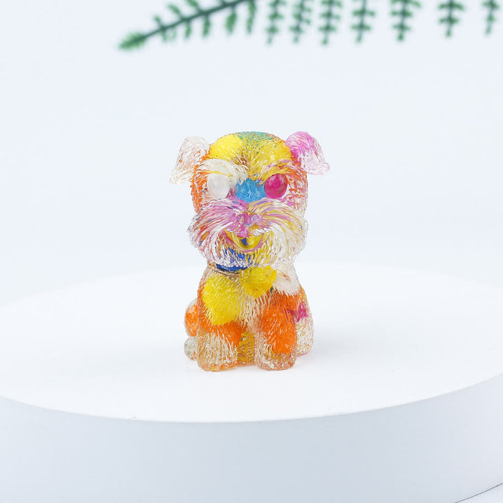 Décoration en pierre précieuse en époxy Mini Schnauzer en gravier de cristal Olivenorma