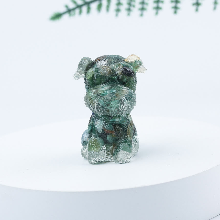 Décoration en pierre précieuse en époxy Mini Schnauzer en gravier de cristal Olivenorma