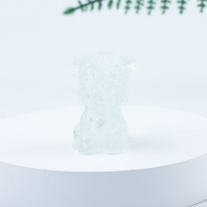 Décoration en pierre précieuse en époxy Mini Schnauzer en gravier de cristal Olivenorma