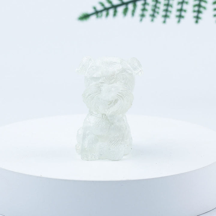 Décoration en pierre précieuse en époxy Mini Schnauzer en gravier de cristal Olivenorma