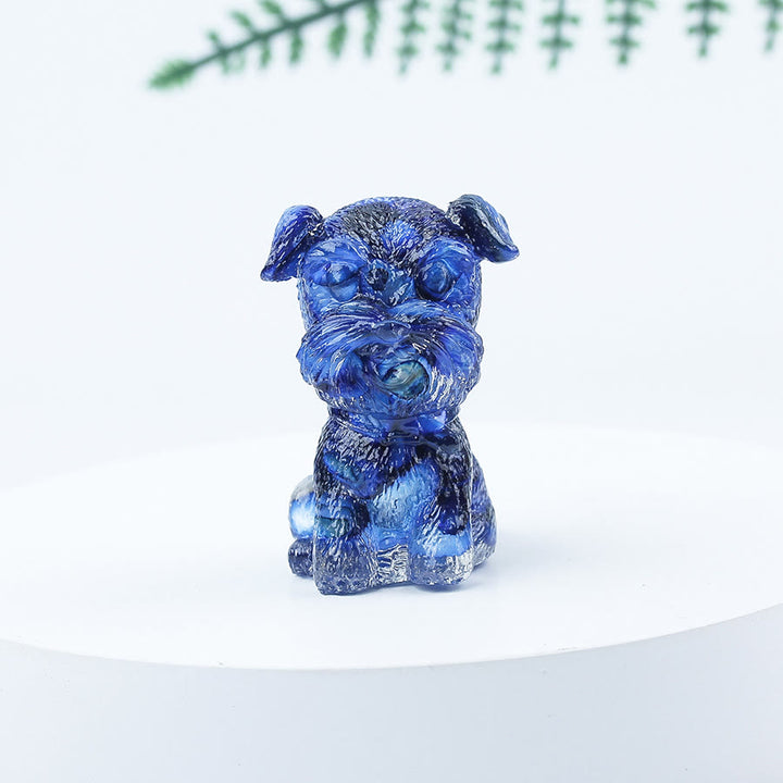 Décoration en pierre précieuse en époxy Mini Schnauzer en gravier de cristal Olivenorma