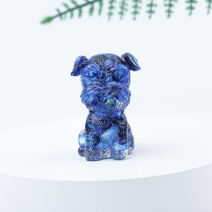 Décoration en pierre précieuse en époxy Mini Schnauzer en gravier de cristal Olivenorma
