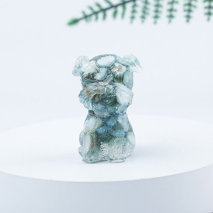 Décoration en pierre précieuse en époxy Mini Schnauzer en gravier de cristal Olivenorma