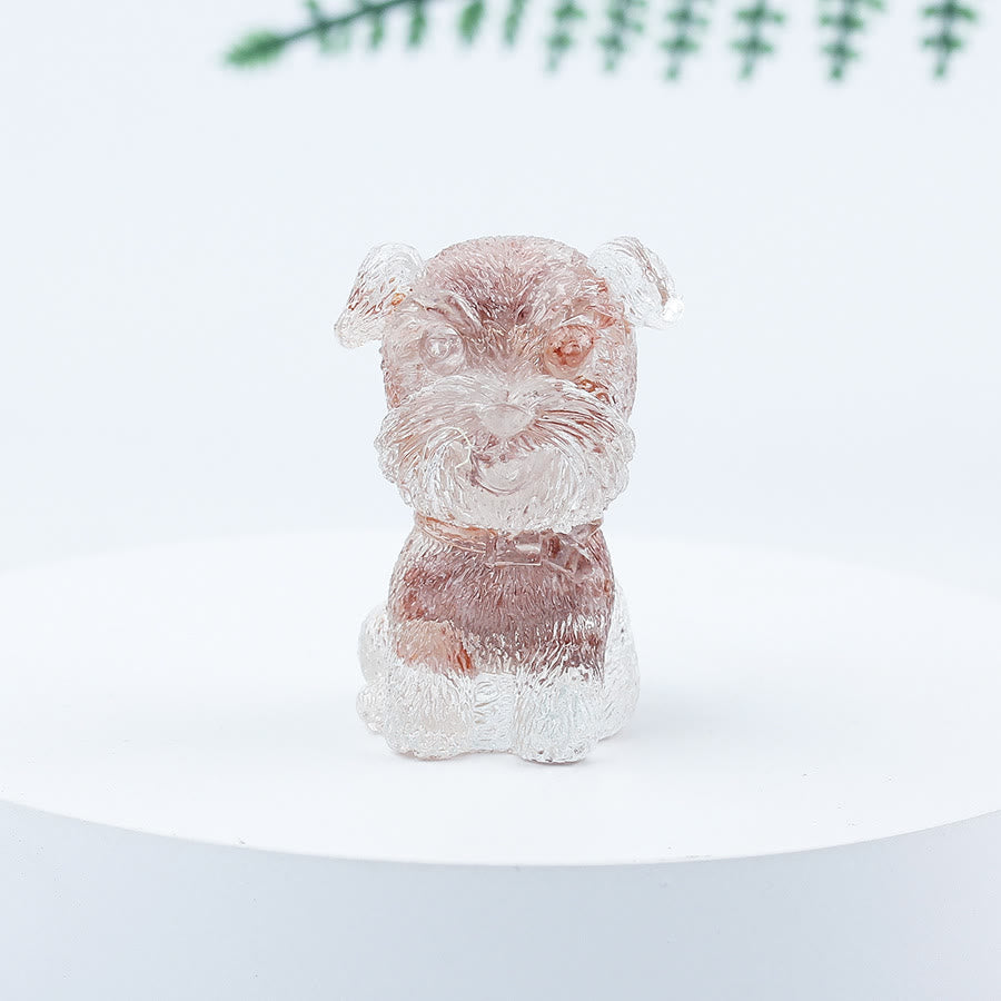 Décoration en pierre précieuse en époxy Mini Schnauzer en gravier de cristal Olivenorma