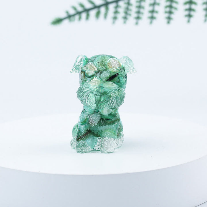 Décoration en pierre précieuse en époxy Mini Schnauzer en gravier de cristal Olivenorma