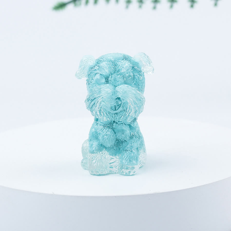 Décoration en pierre précieuse en époxy Mini Schnauzer en gravier de cristal Olivenorma