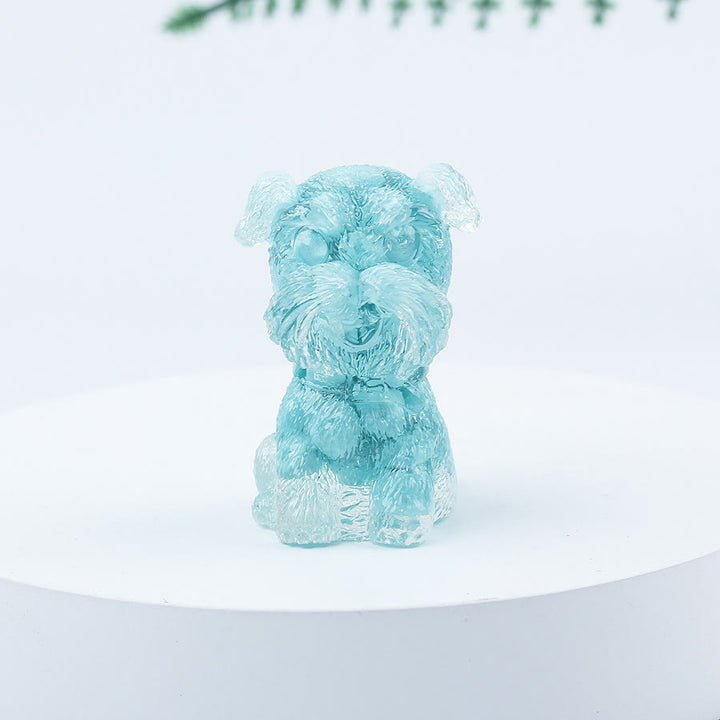 Décoration en pierre précieuse en époxy Mini Schnauzer en gravier de cristal Olivenorma