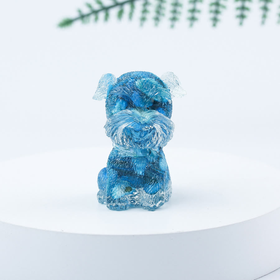 Décoration en pierre précieuse en époxy Mini Schnauzer en gravier de cristal Olivenorma