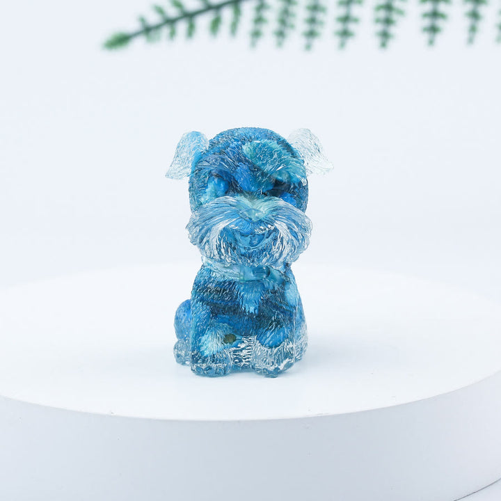 Décoration en pierre précieuse en époxy Mini Schnauzer en gravier de cristal Olivenorma